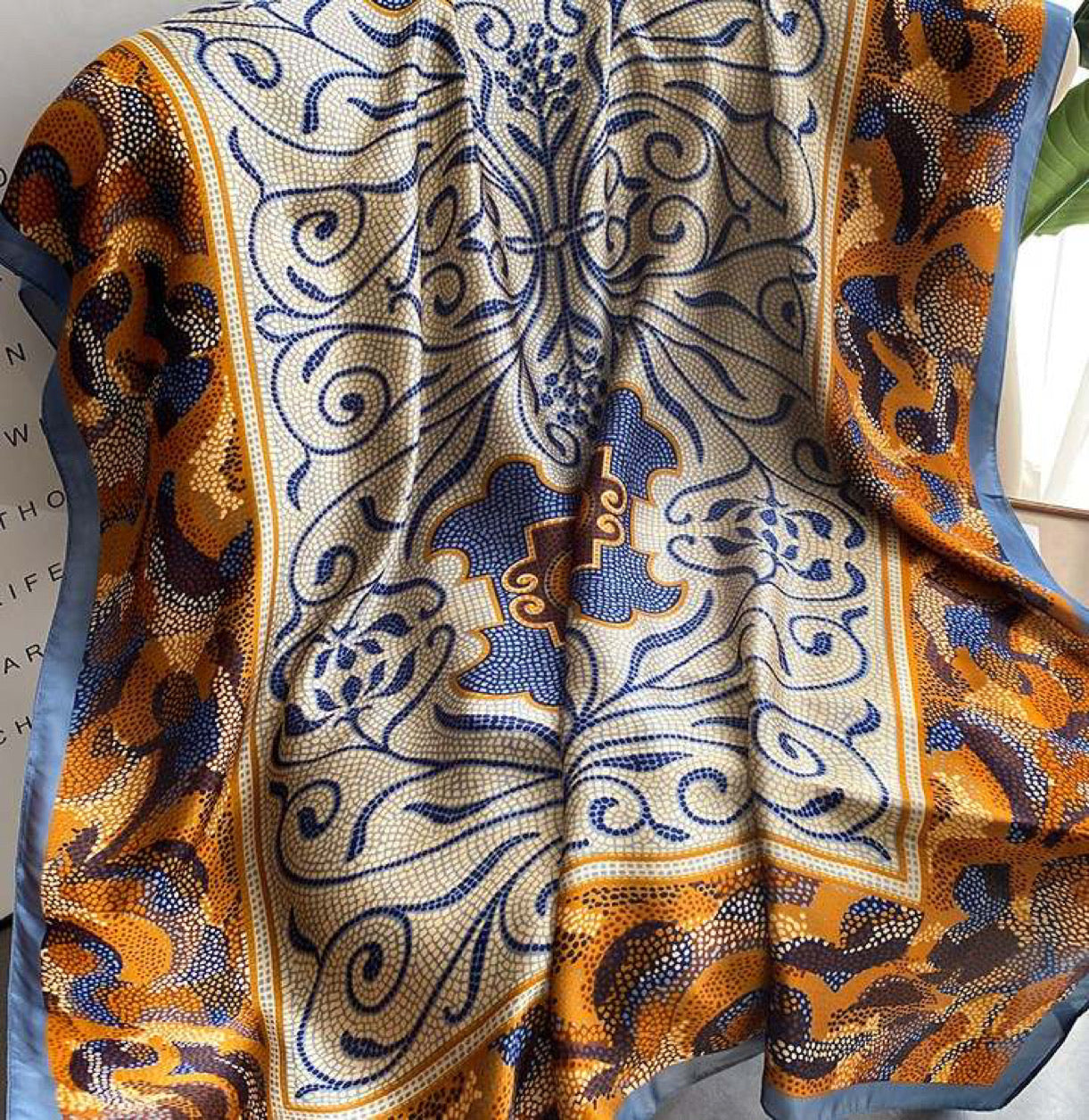 Floral print silk scarf